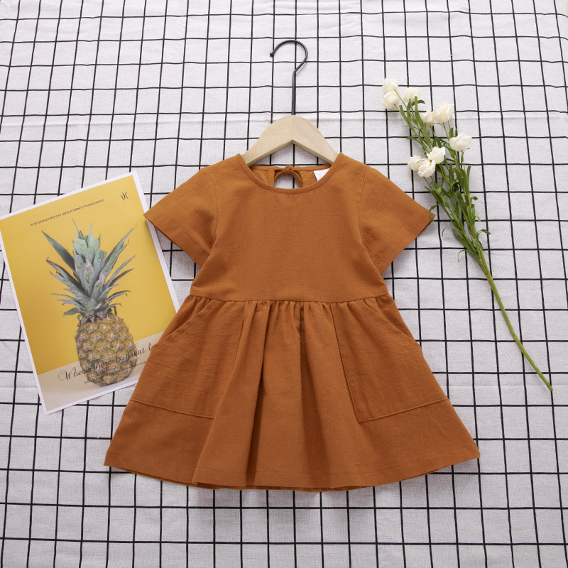 

Baby/Toddler Girl's Solid Cotton Hemp Dress