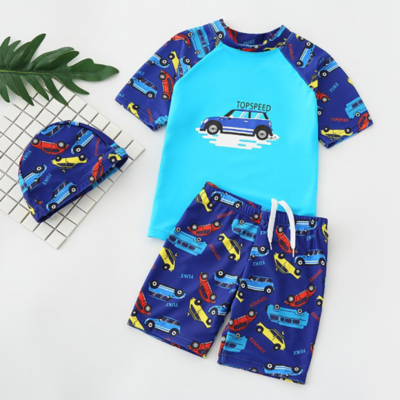 

Cool Car Pattern Swim Top, Short and Cap