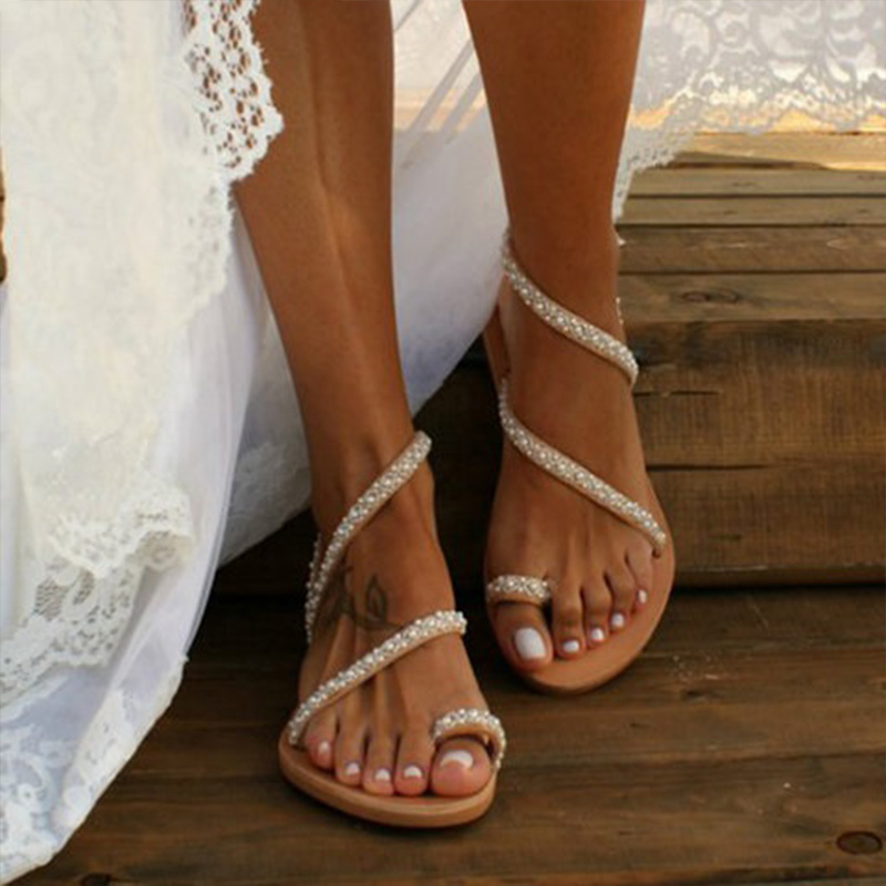 

Casual Beaded Strappy Sandals