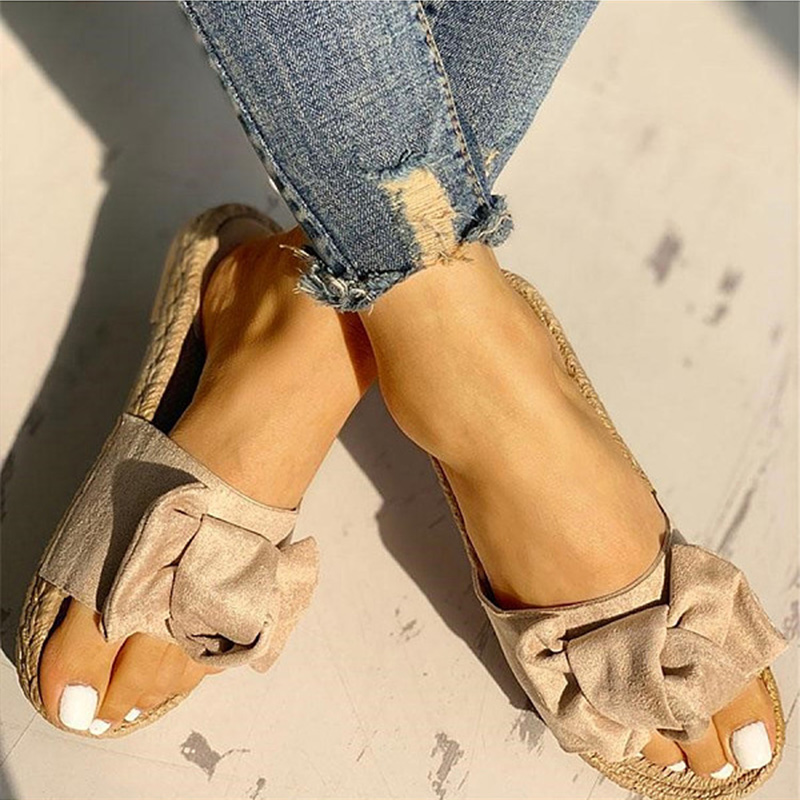 

Casual Bowknot Decor Flat Slippers
