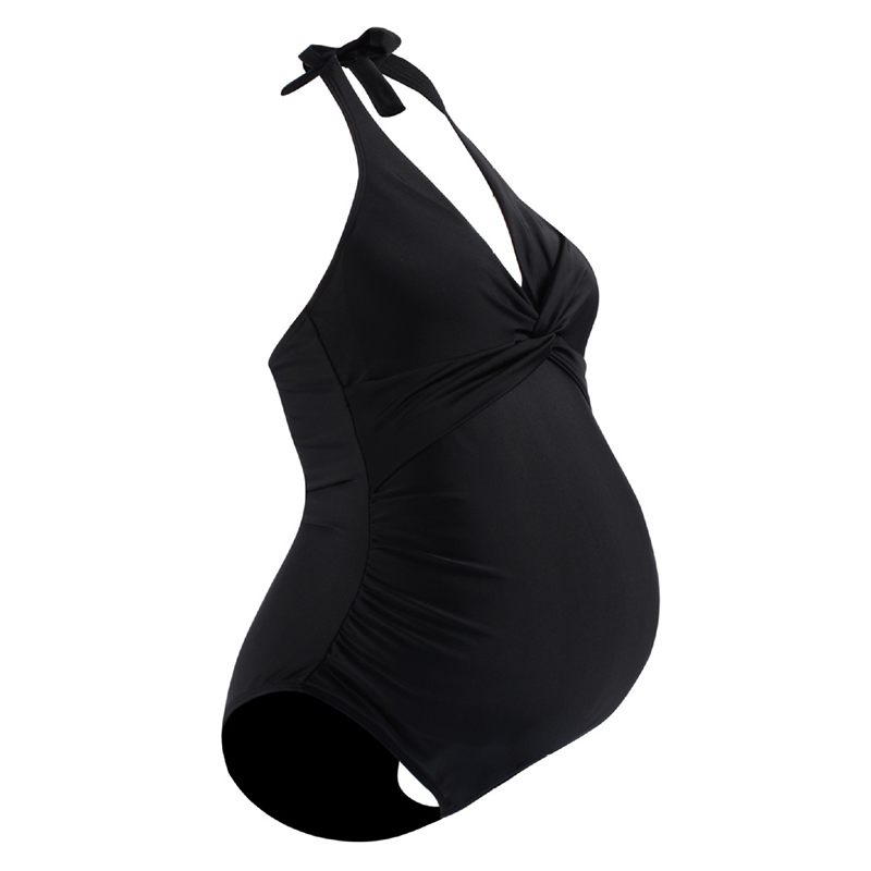 

Solid Halter Maternity One-piece Swimwear Beautiful