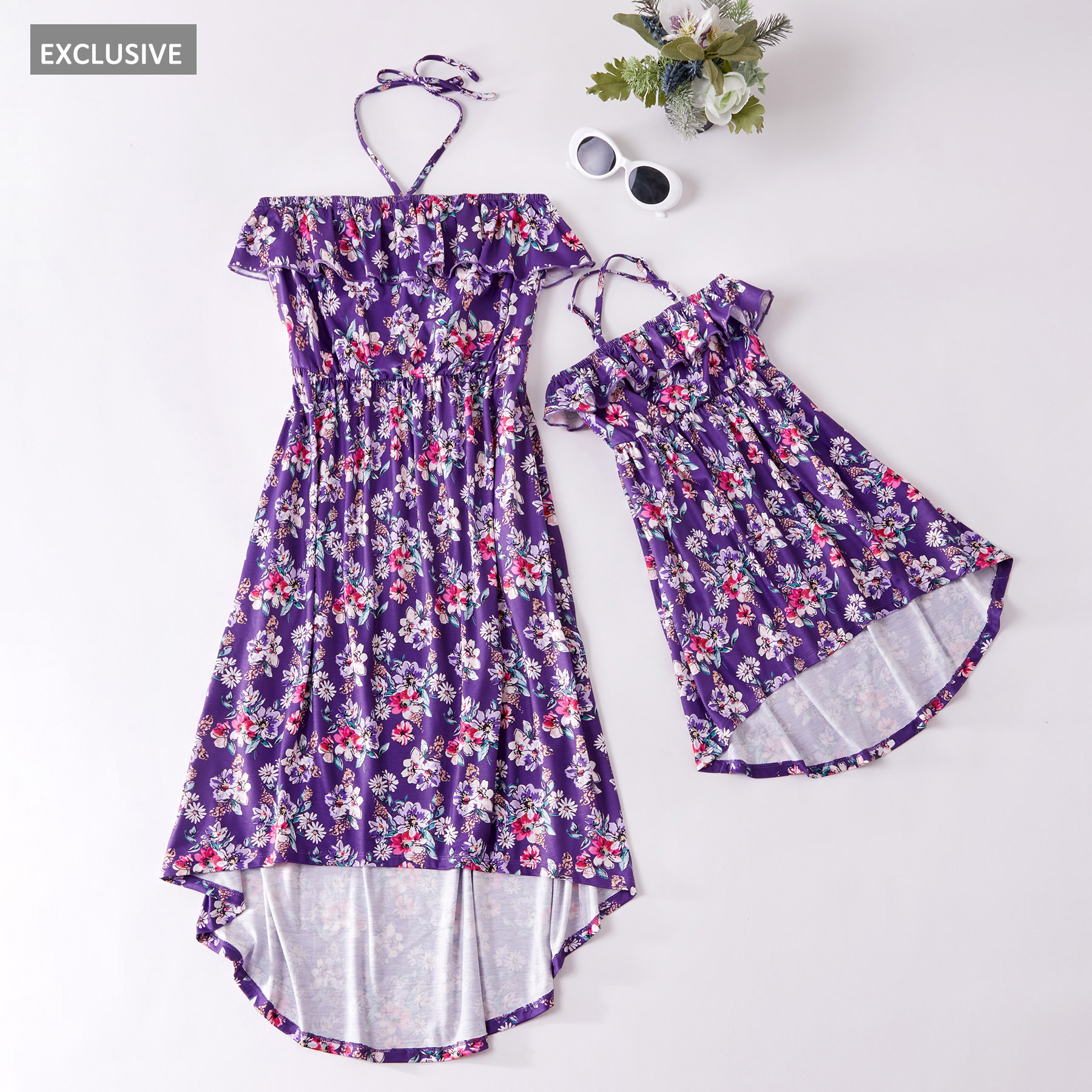 

Mosaic Floral Flounce Tank Dresses for Mommy and Me