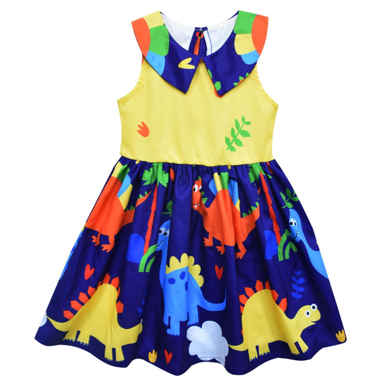 

Fun Dinosaur Pattern Lapel Collar Dress