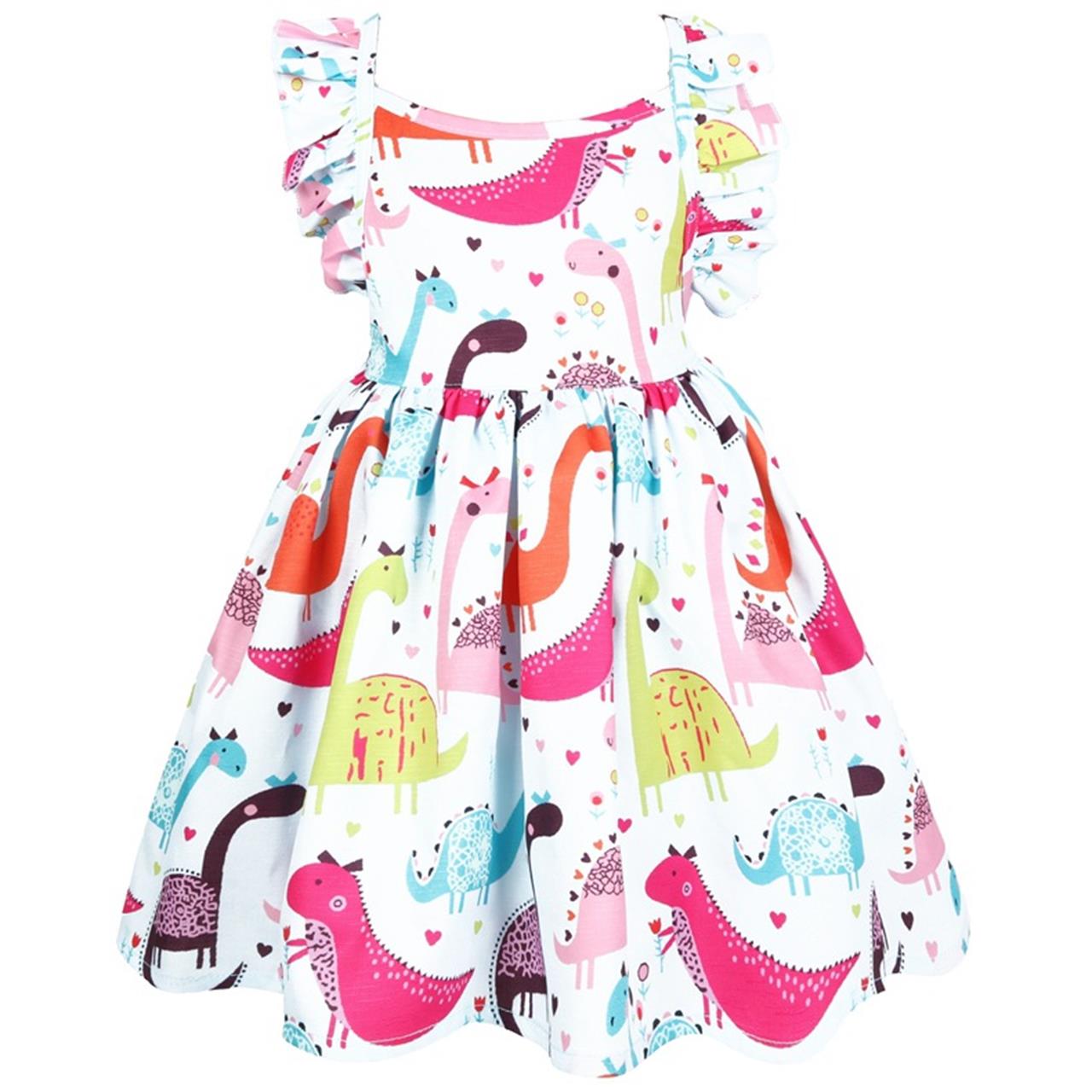 

Cute Dinosaur Pattern Flutter-sleeve Dress