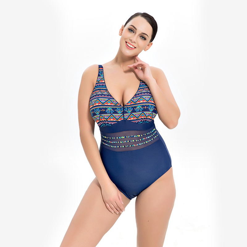 

Boho-chic Mesh Design Plus-size One-piece Swimwear