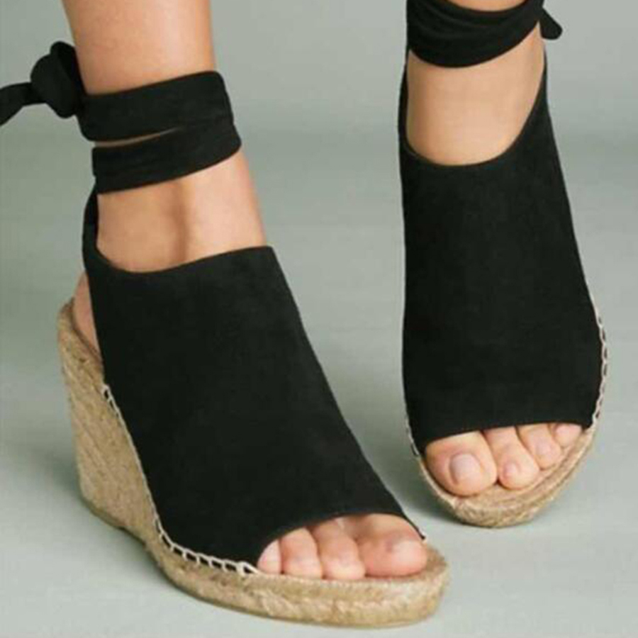 

Trendy Lace-up Wedge Sandals