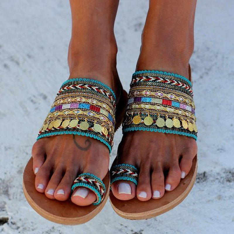 

Ethnic Metal Decor Sandals