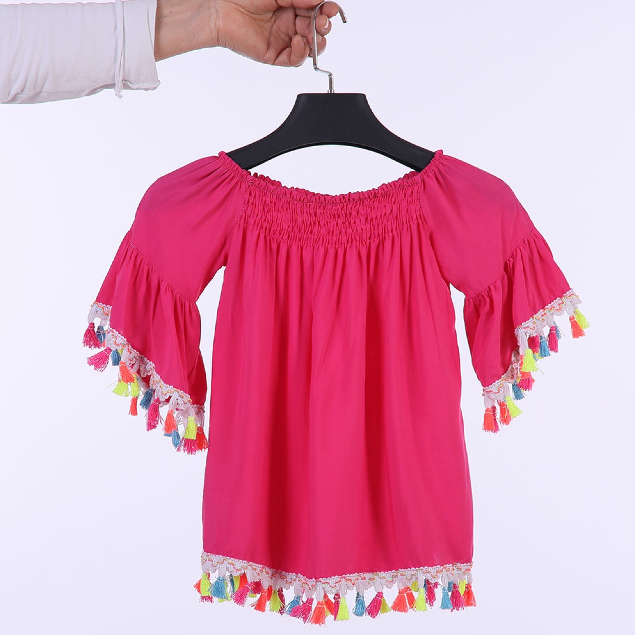 

Beautiful Solid Colorful Tassel Top