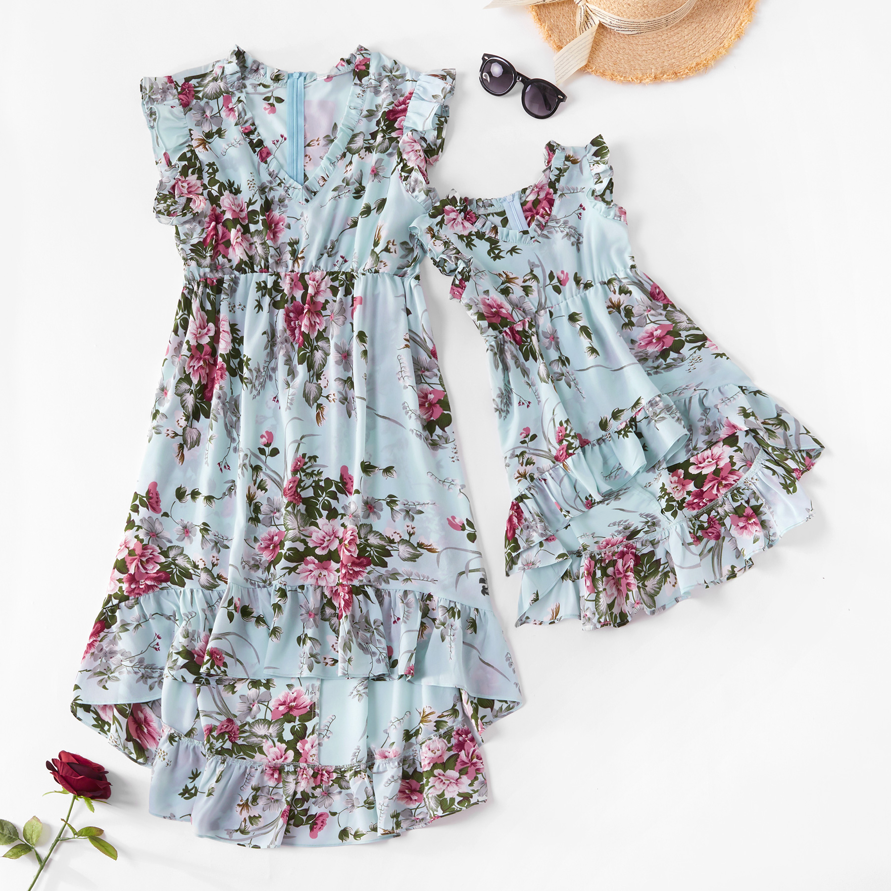

Elegant Printed Matching Dresses
