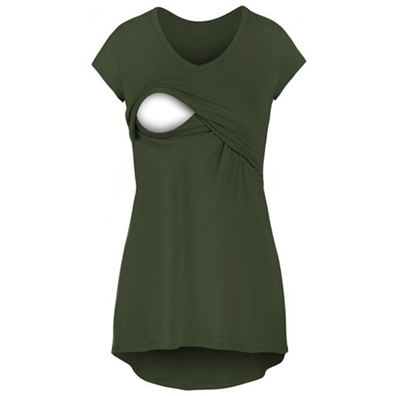 

Trendy Solid Round Neck Nursing Top