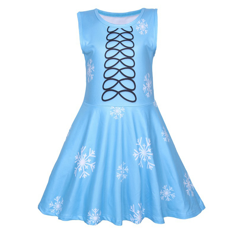

Stylish Snowflake Pattern Sleeveless Dress in Blue