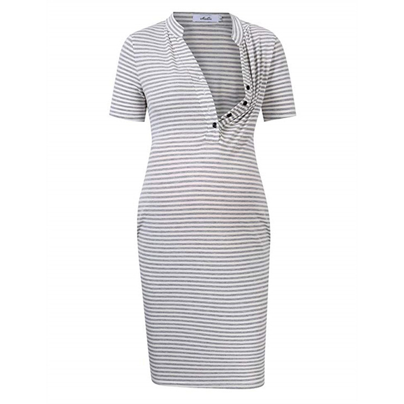 

Sassy Striped Short-sleeve Nursing Dress