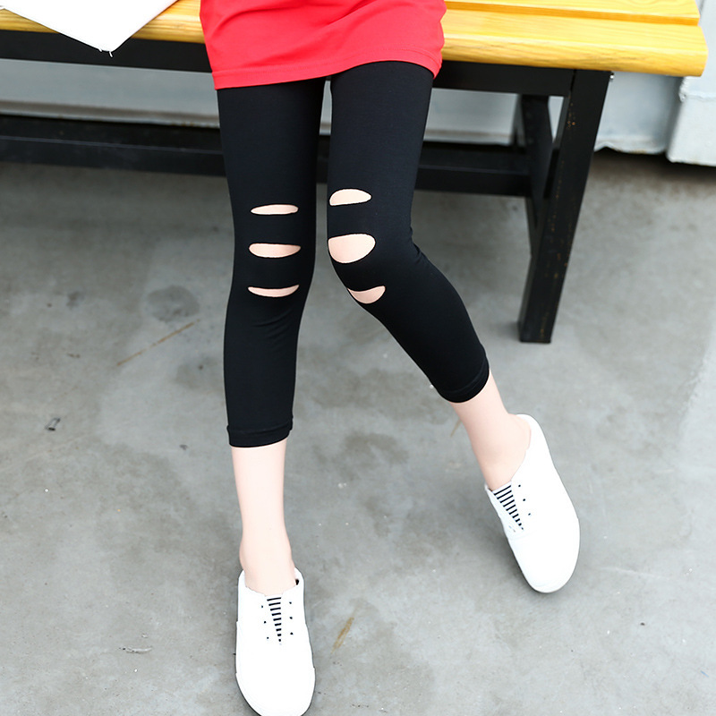 

Stylish Solid Ripped Leggings