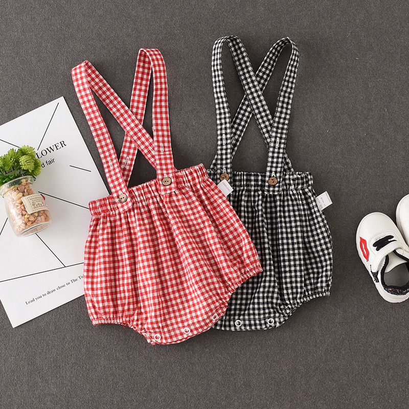 

Baby Plaid Suspender Design Bodysuit