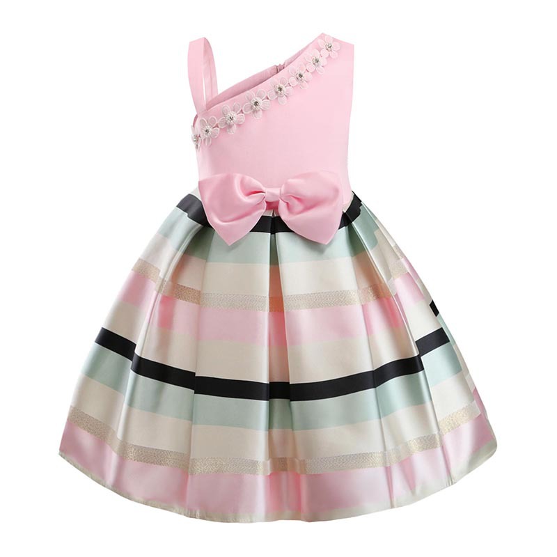

Pretty One Shoulder Striped Party Dress