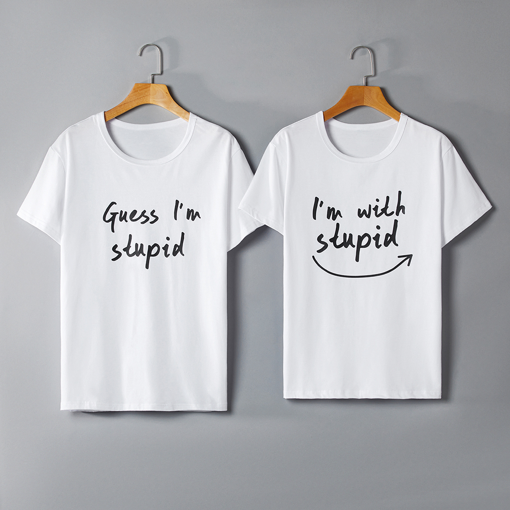 

Letter Print Couple T-shirts