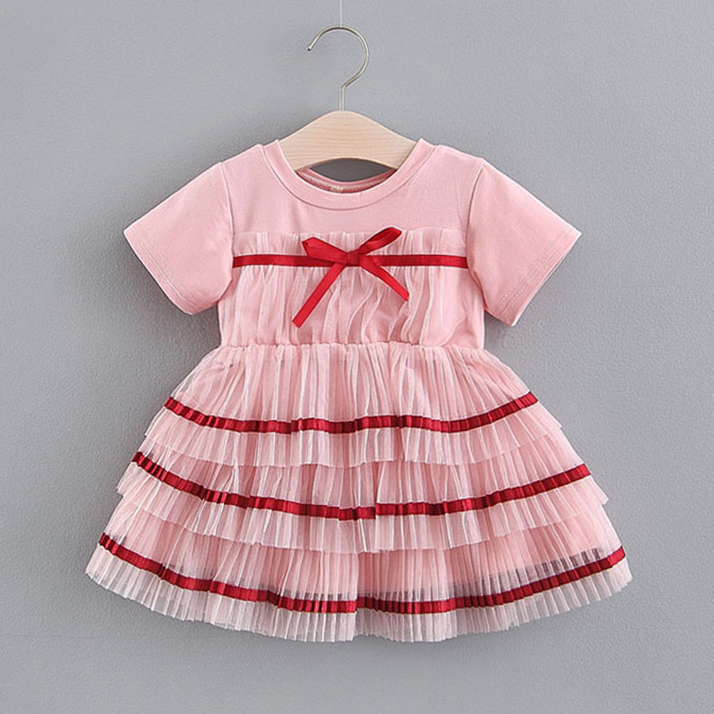 

Bowknot Decor Short-sleeve Tulle Dress