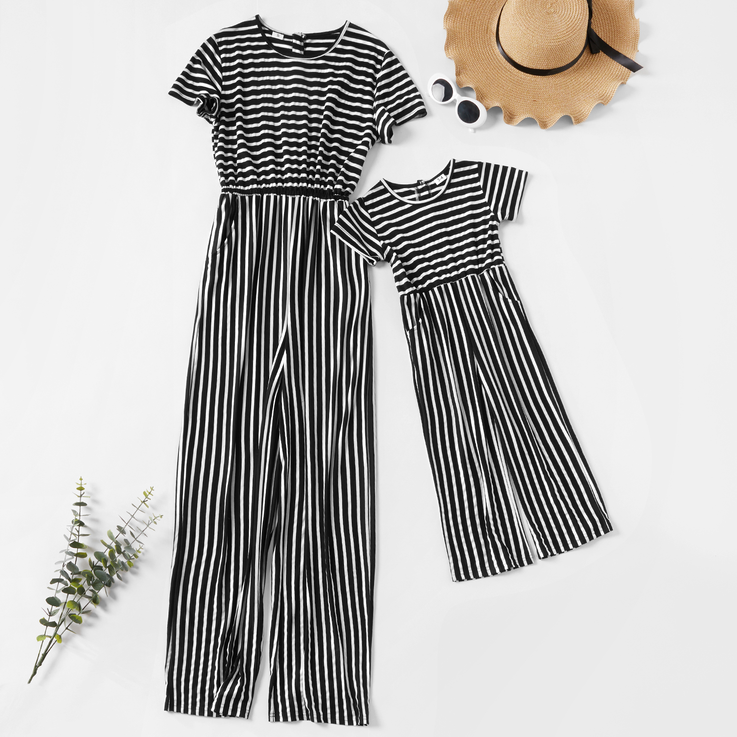 

Casual Striped Short-sleeve Matching Jumpsuit