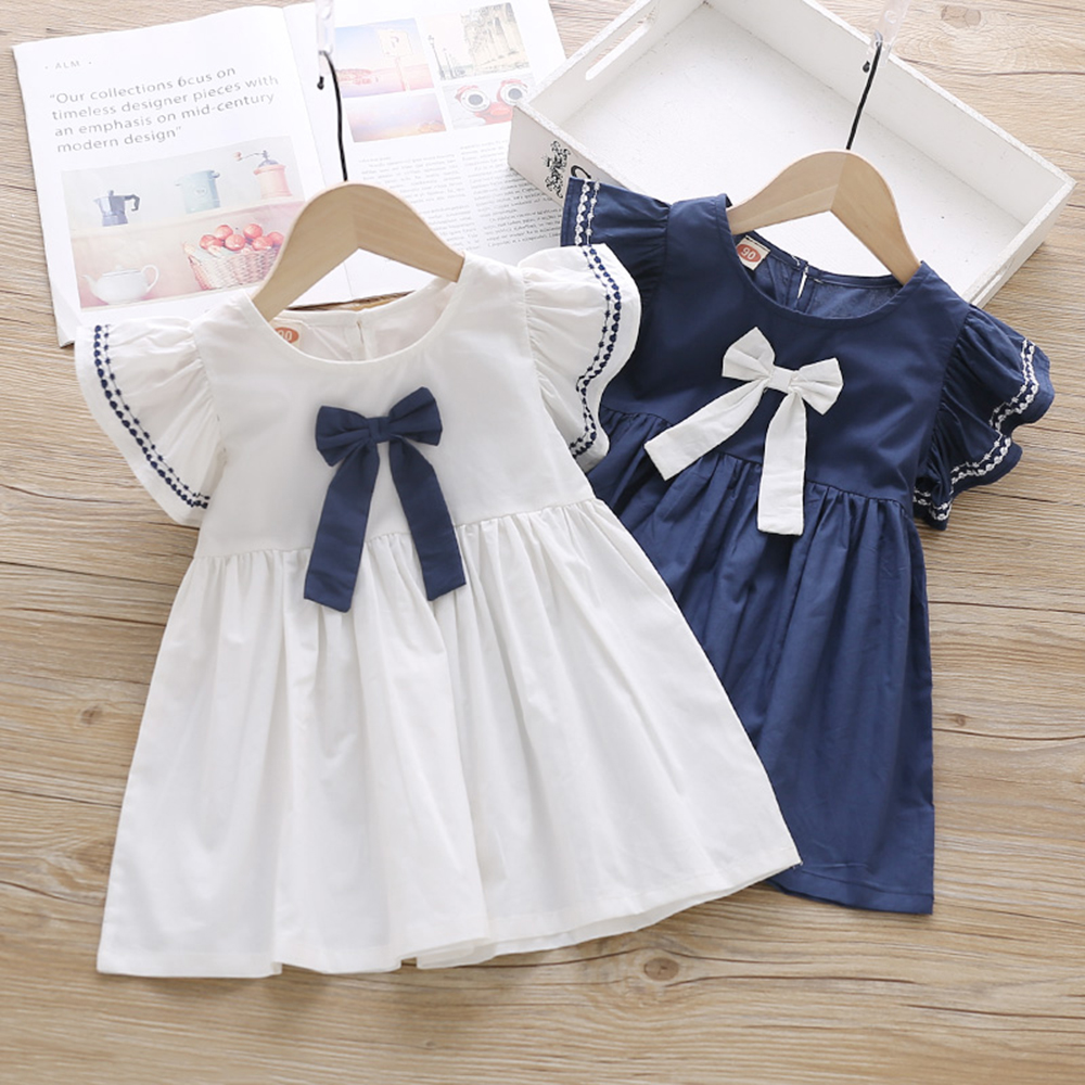 

Ruffle-sleeve Bowknot Decor Dress