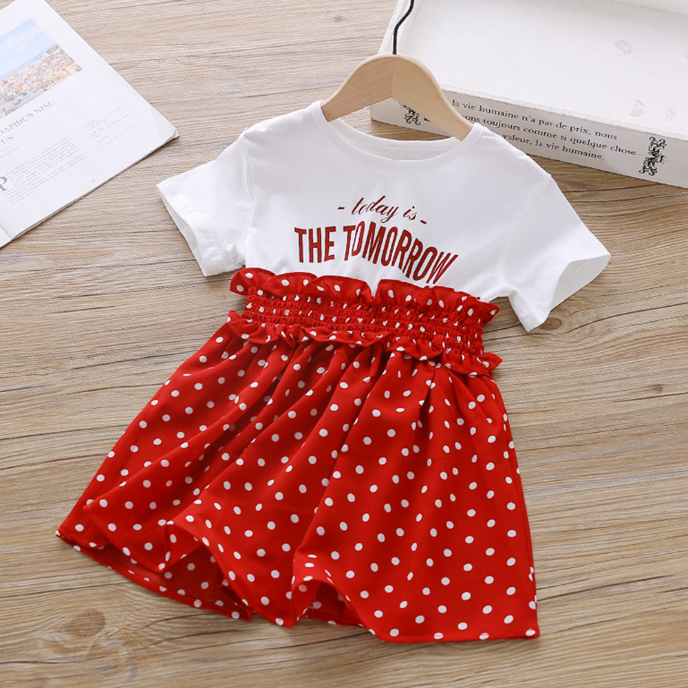 

Polka Dot Letter Print Short-sleeve Dress