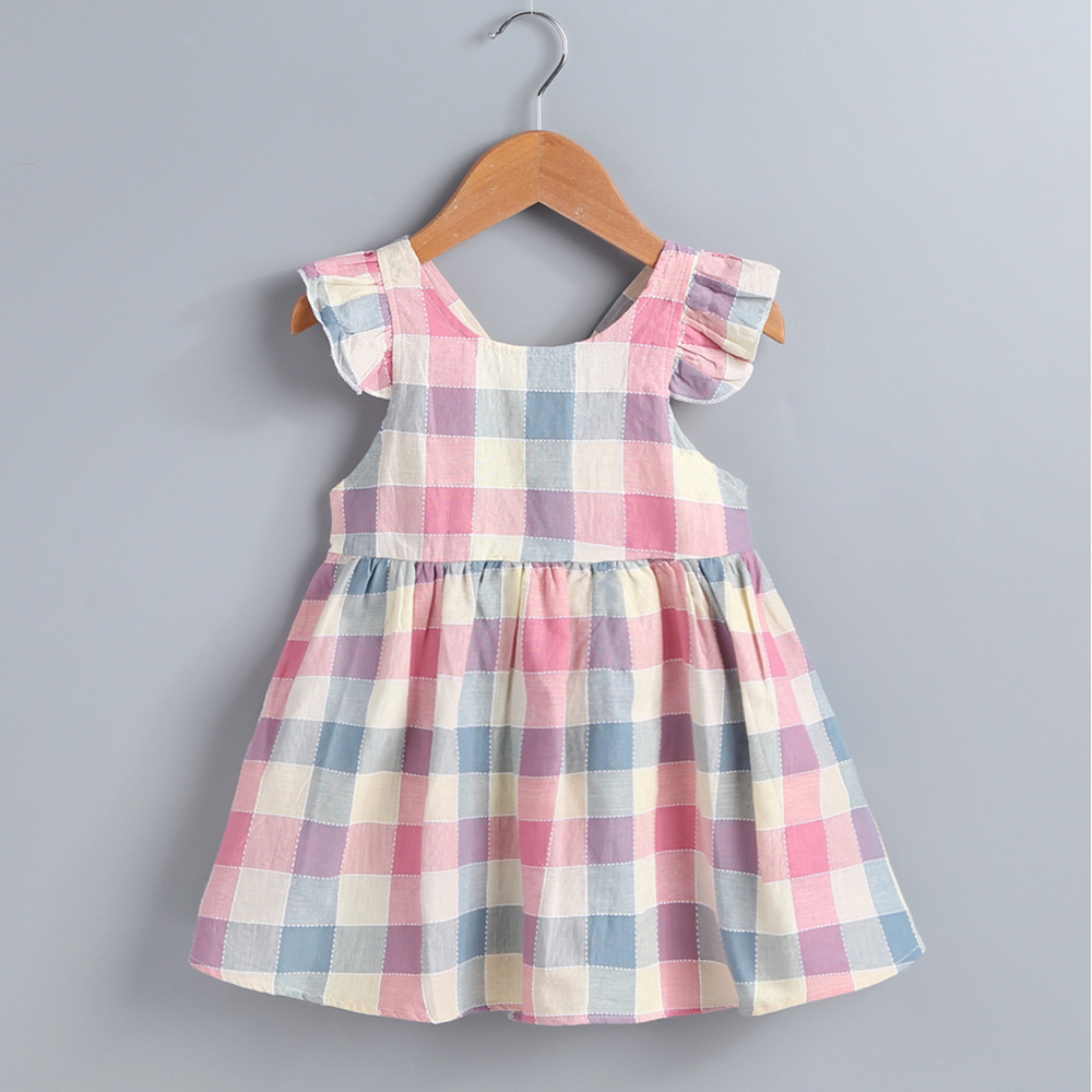 

Plaid Print Ruffle-sleeve Dress