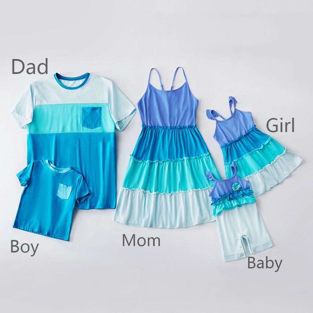 

Mosaic Blue Color Block Family Matching Sets