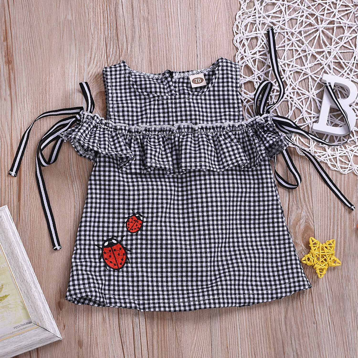

Summer Off Shoulder Plaid Print Dress