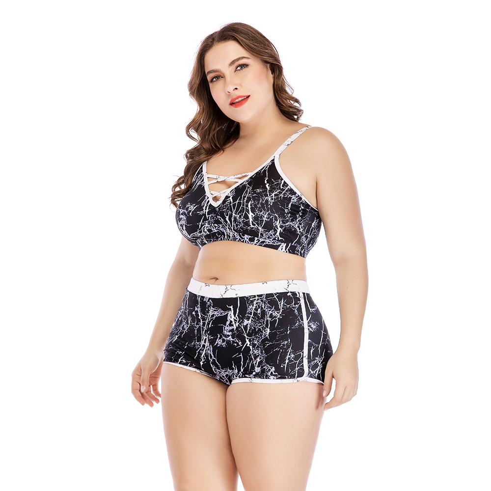 

Sassy Tie-dye Lace-up Plus-size Two-piece Swimsuit