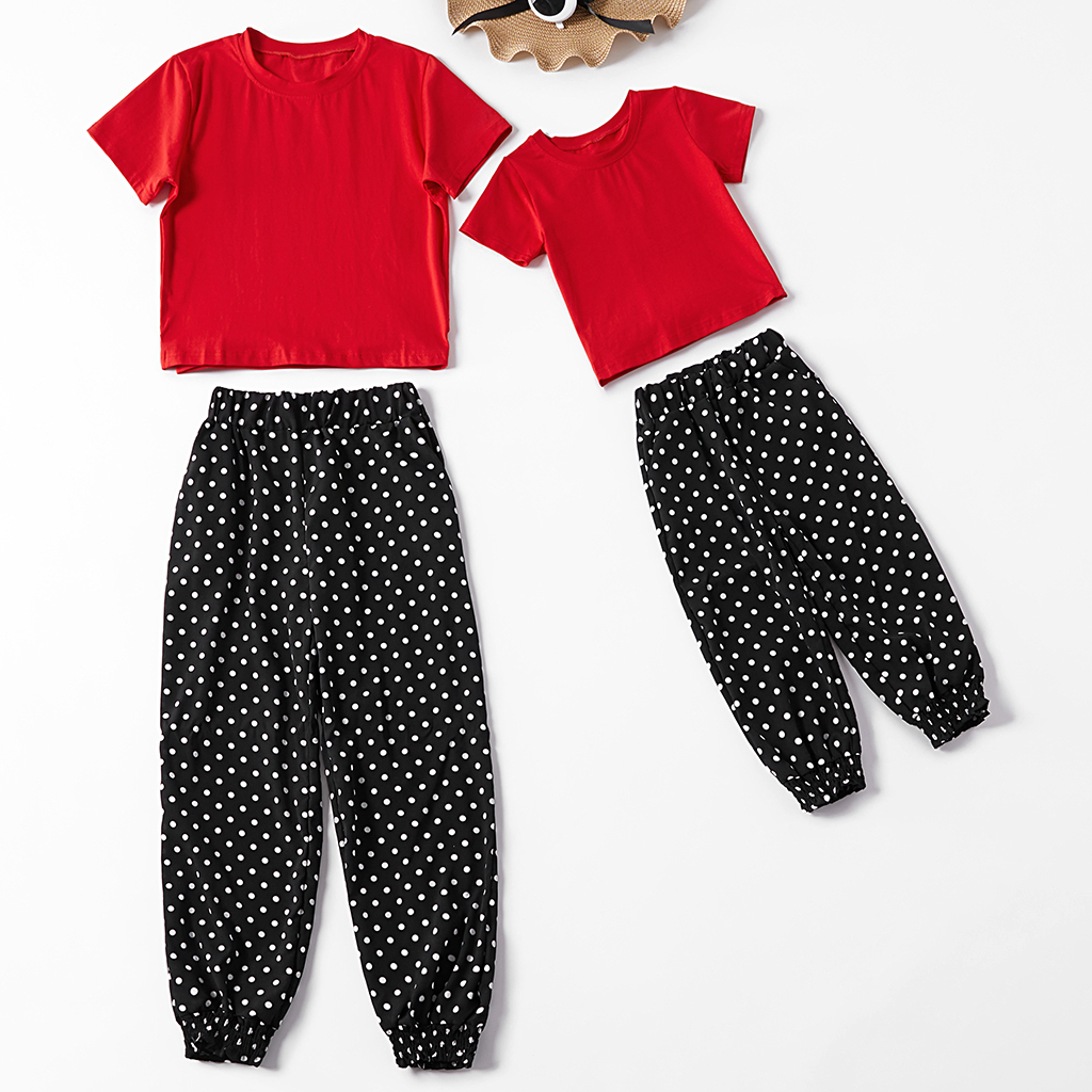 

Solid Tee and Polka Dot Matching Sets