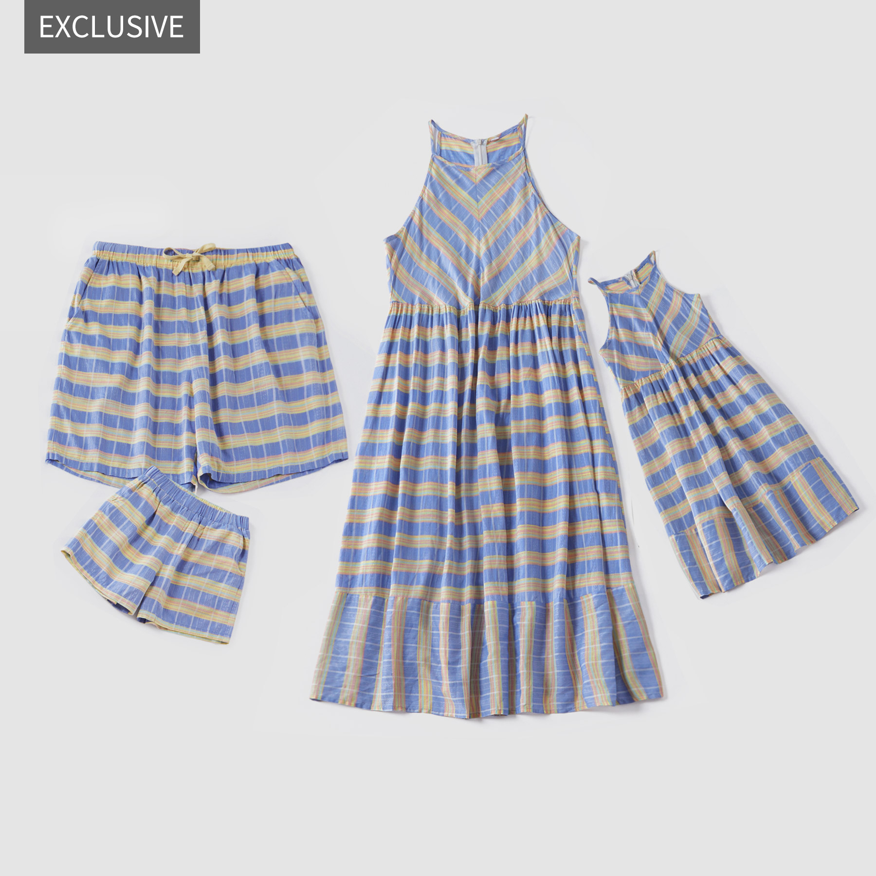 

Mosaic 100% Cotton Stripe Family Matching Sets(Tank Dresses - Shorts)