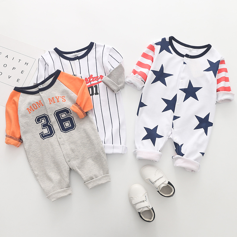 

Baby Boys Baseball Striped Jumpsuit