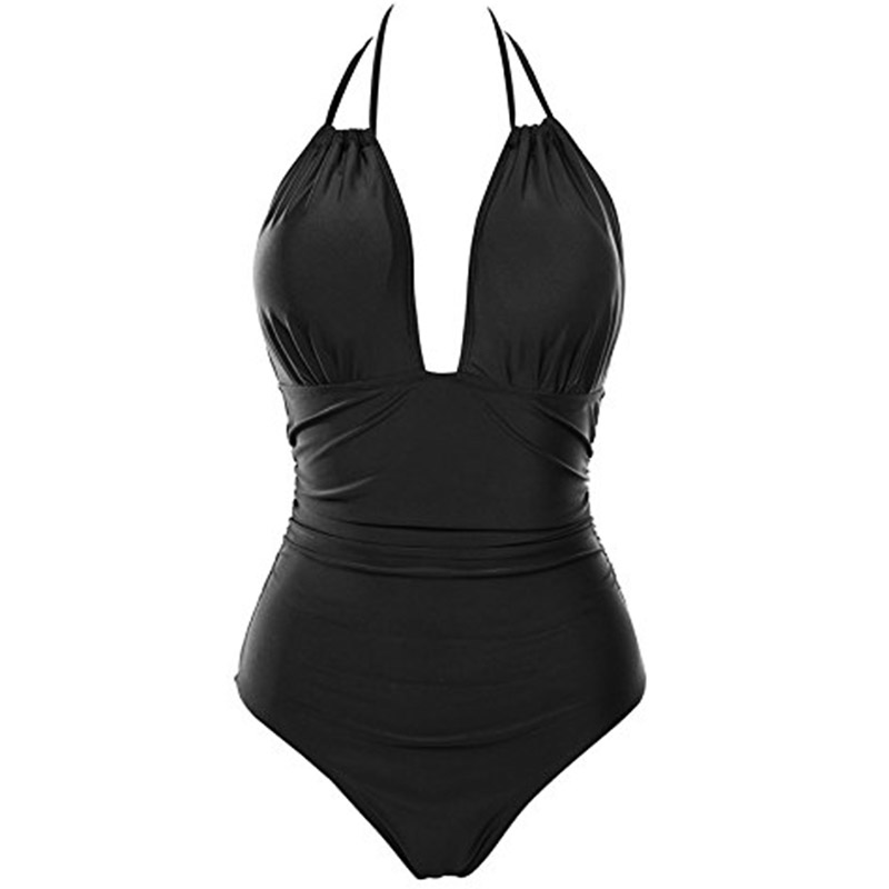 

Basic Solid Pleated One-Piece Swimsuit