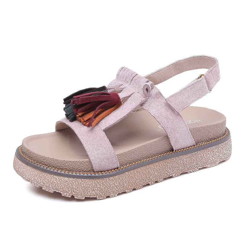 

Stylish Tasseled Thick Heel Sandals