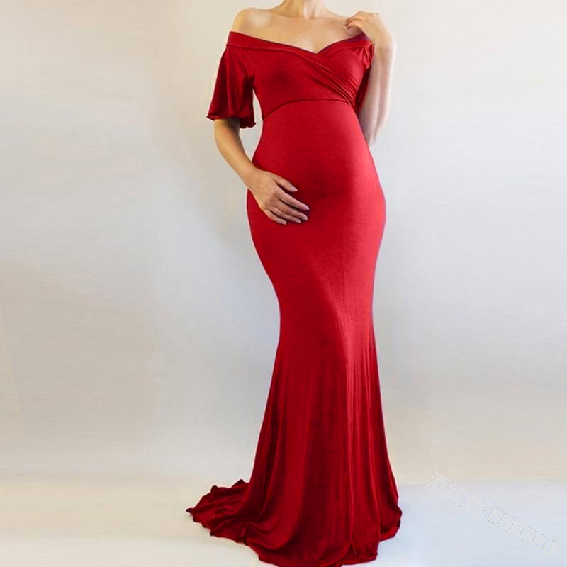 

Graceful Solid Maternity Maxi Dress
