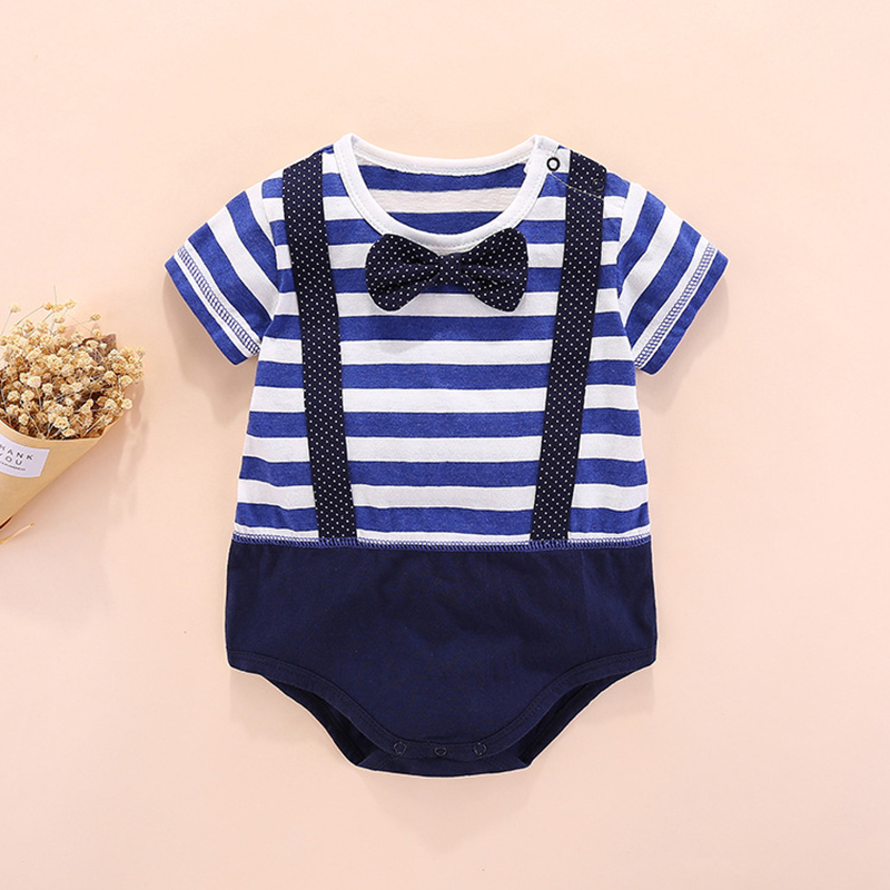 

Baby Bow Decor Striped Dotted Bodysuit