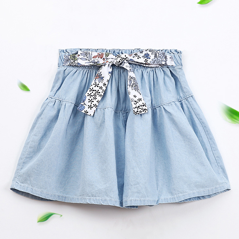 

Pretty Tie-up Wide-leg Denim Shorts