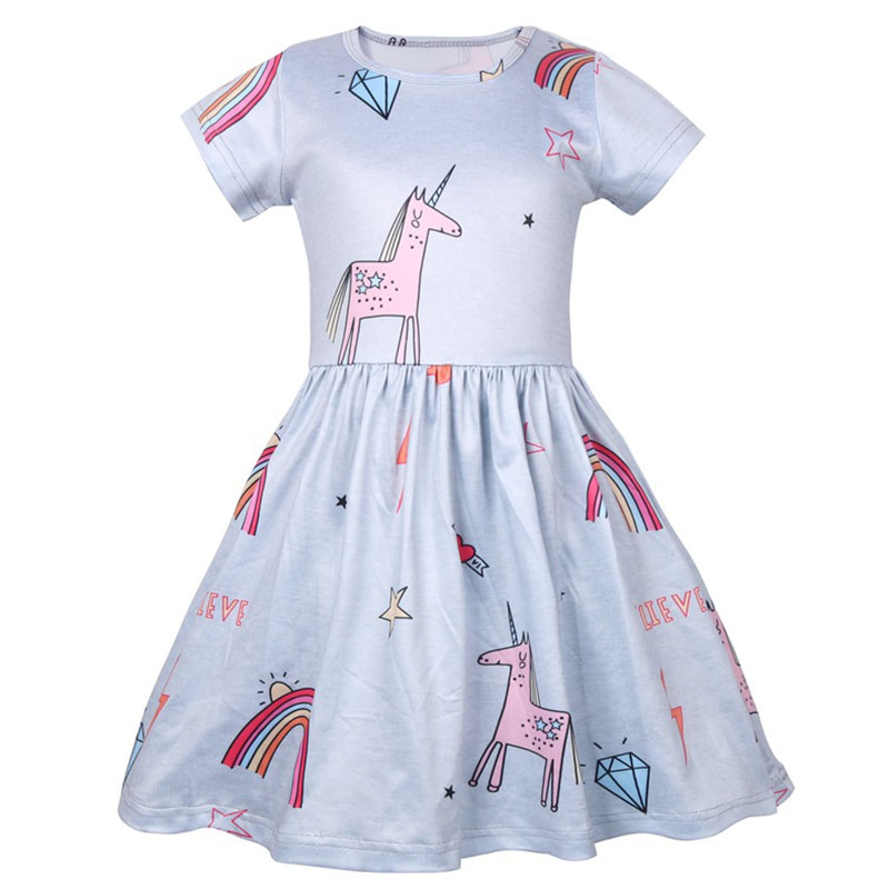 

Adorable Unicorn Pattern Short-sleeve Dress