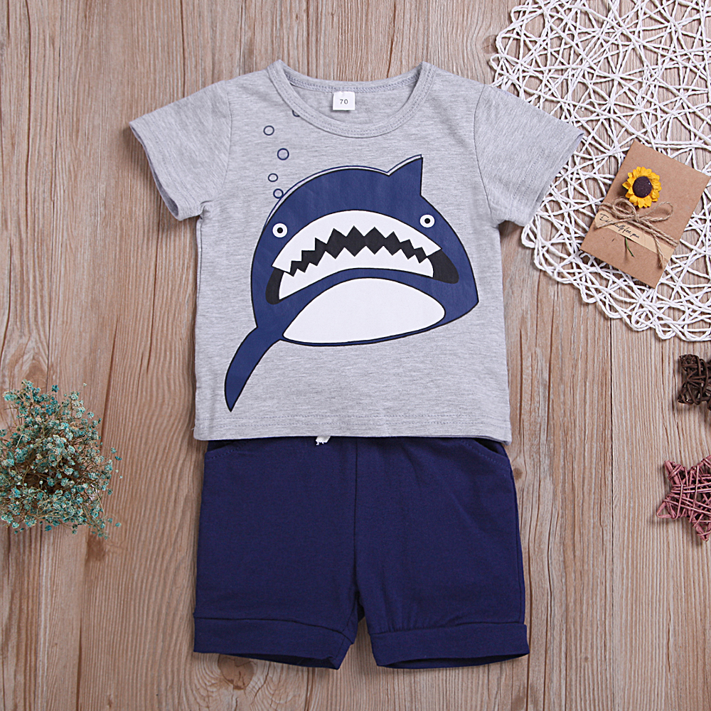 

Baby / Toddler Shark Print Tee and Solid Shorts Set