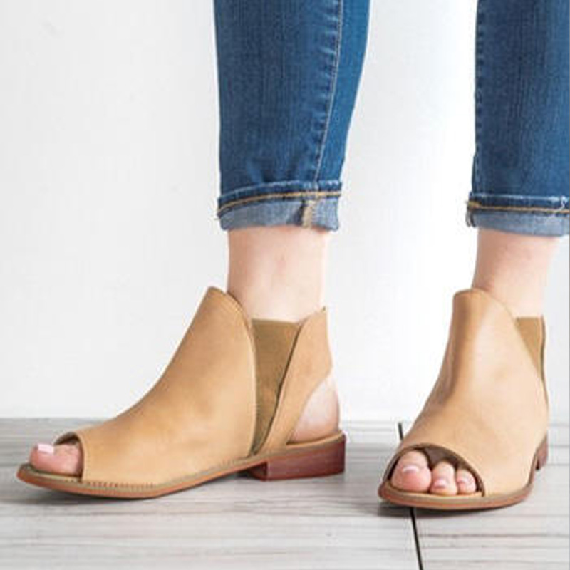 

Classic Peep-heel Flat Sandals