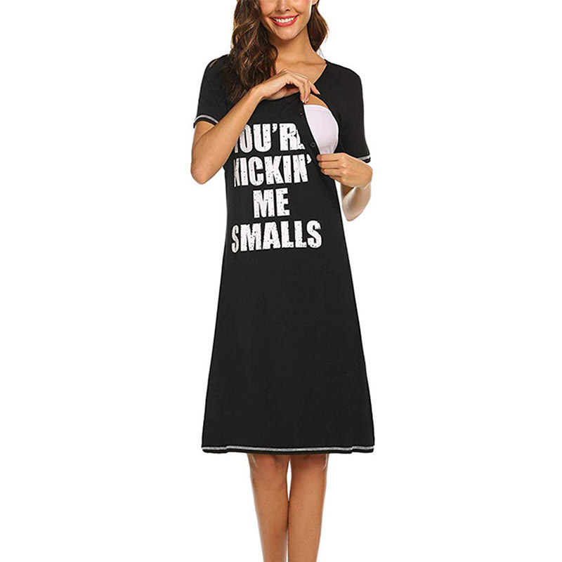 

Casual Letter Print Short-sleeve Nursing Dress