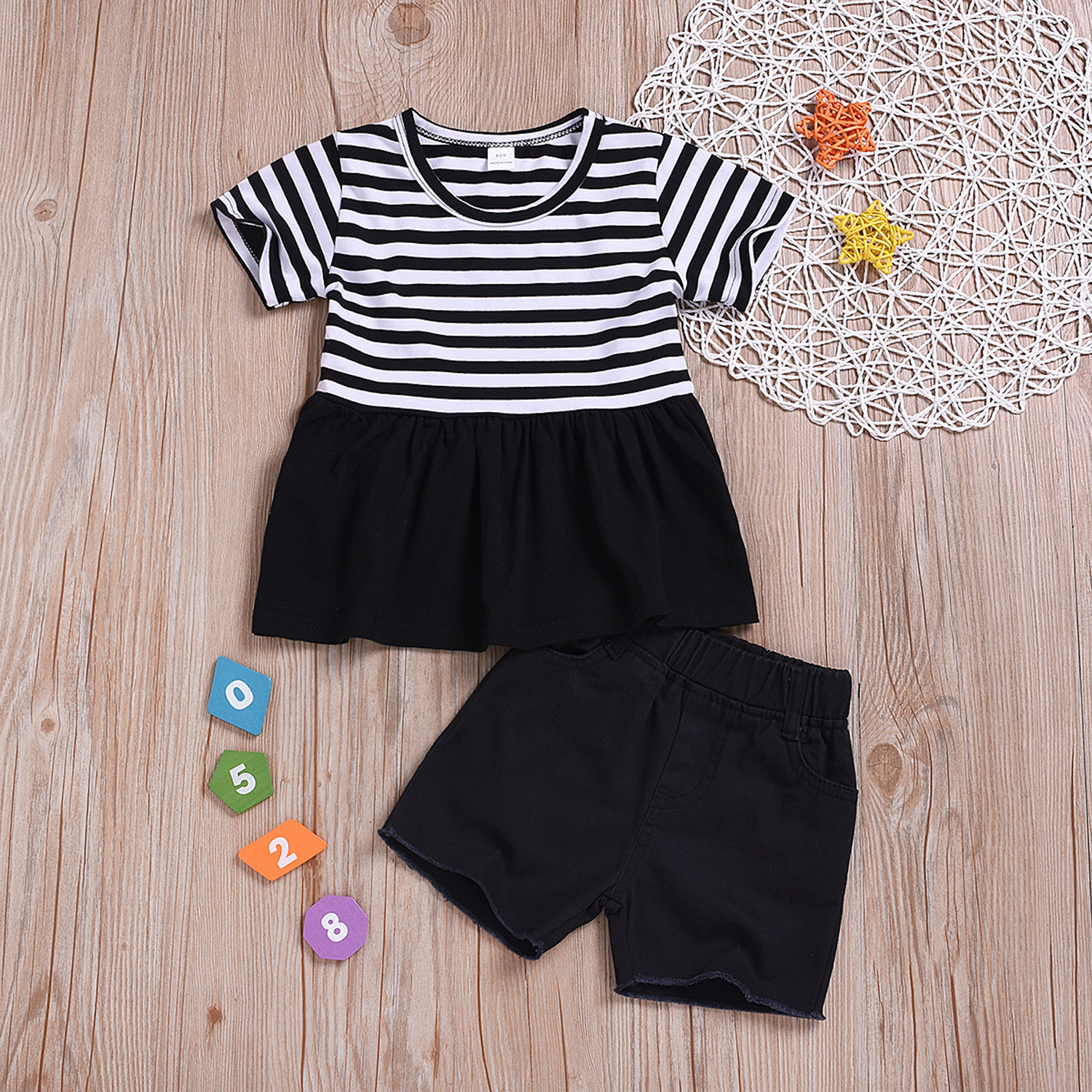 

Baby / Toddler Trendy Striped Tee and Shorts Set