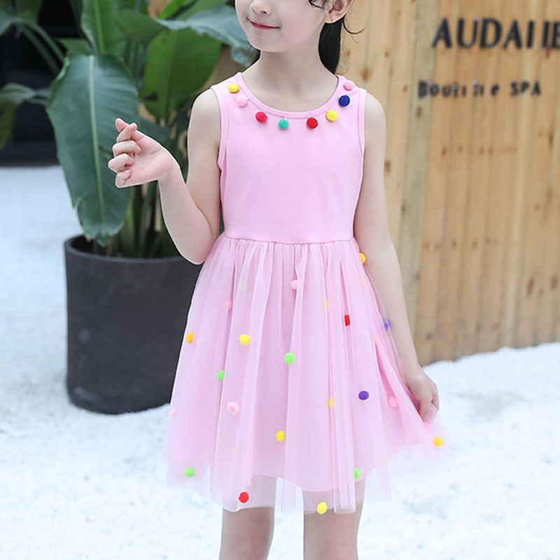 

Sleeveless Girl Mesh Sweet Pink Skirt