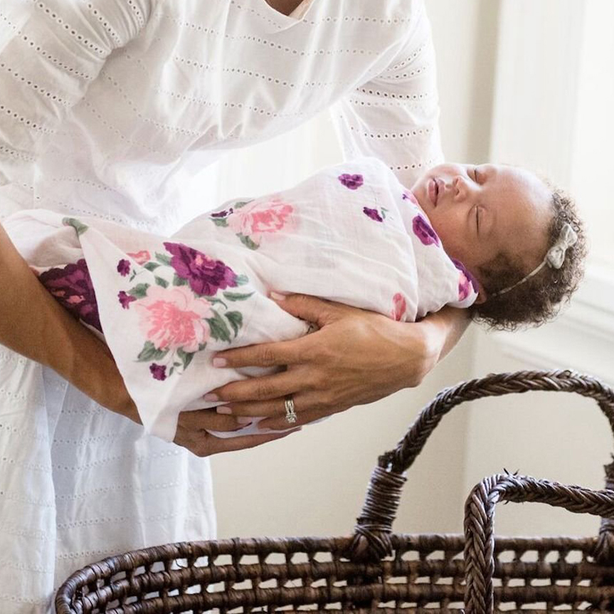Breathable Floral Print Muslin Cotton Baby Blanket