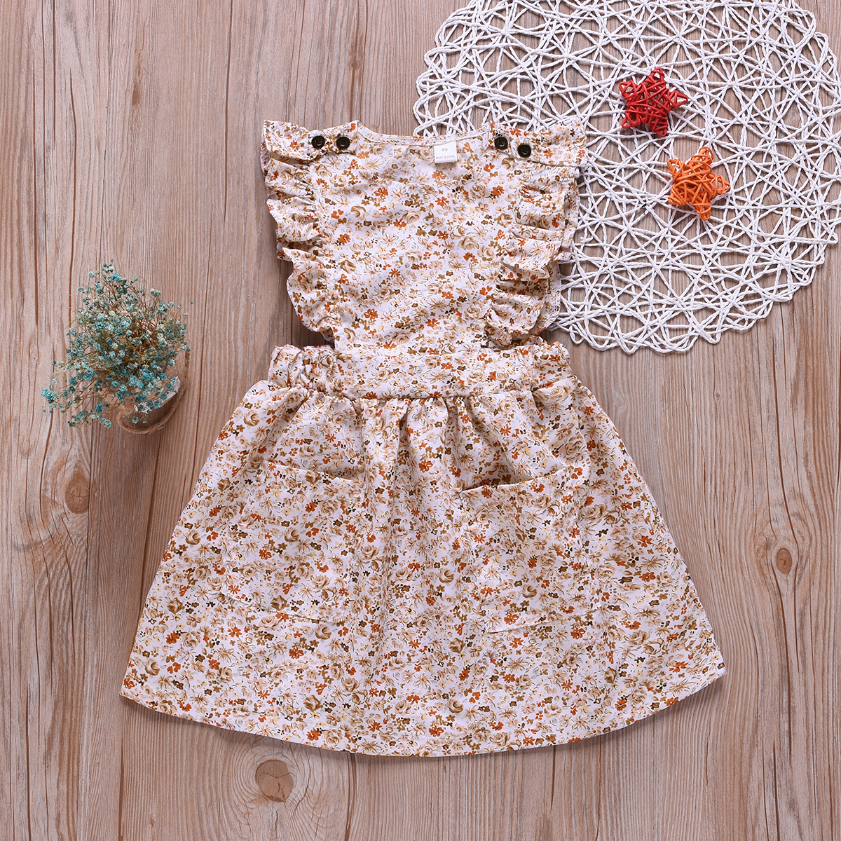 

Baby / Toddler Lovely Floral Allover Flutter-sleeve Dress