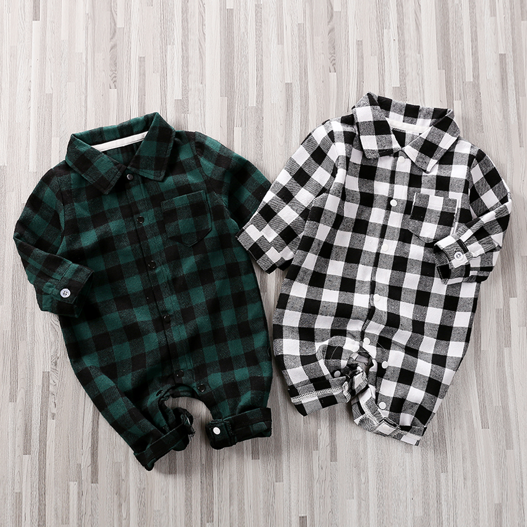 

Baby Boy Classic Plaid Polo Collar Jumpsuit