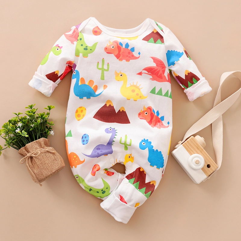 

Lovely Dinosaur Printed Long-sleeve Jumpsuit for Baby