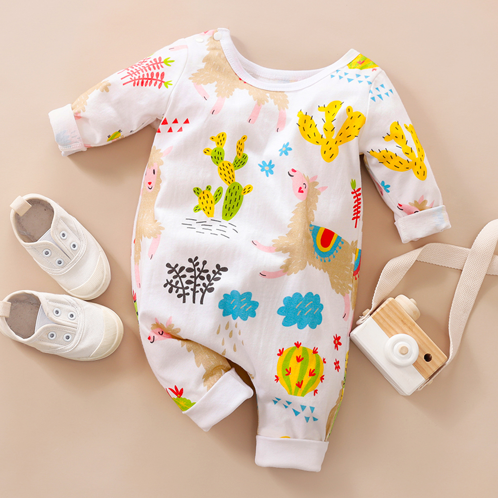 

Baby Alpaca Print Long-sleeve Jumpsuit