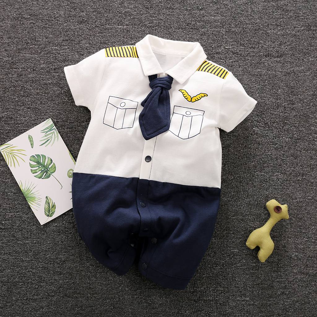 

Navy Style Short-sleeve Shirt One Piece for Baby Boys