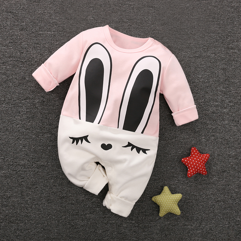 

Sweet Rabbit Print Long-sleeve Jumpsuit for Baby Girl