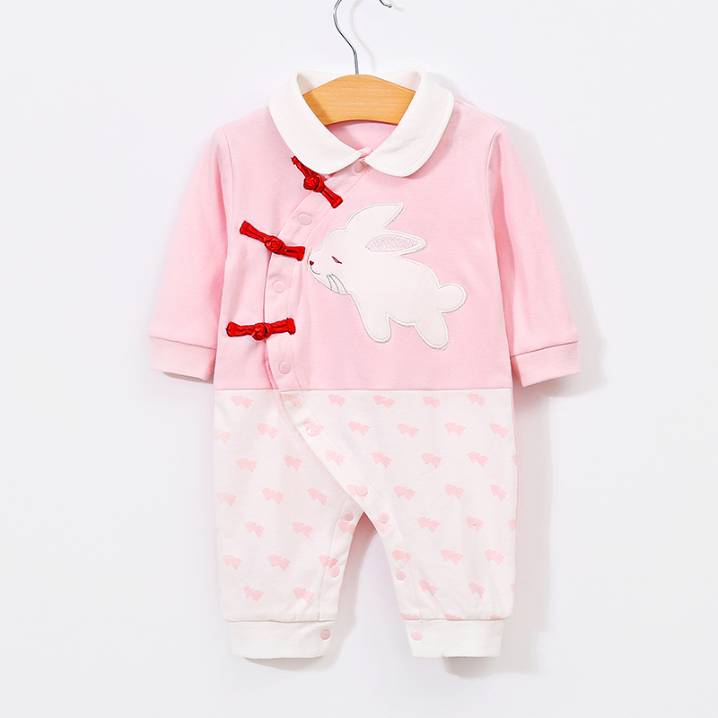 

Cute Rabbit Pattern Doll Collar Long-sleeve Jumpsuit for Baby Girl